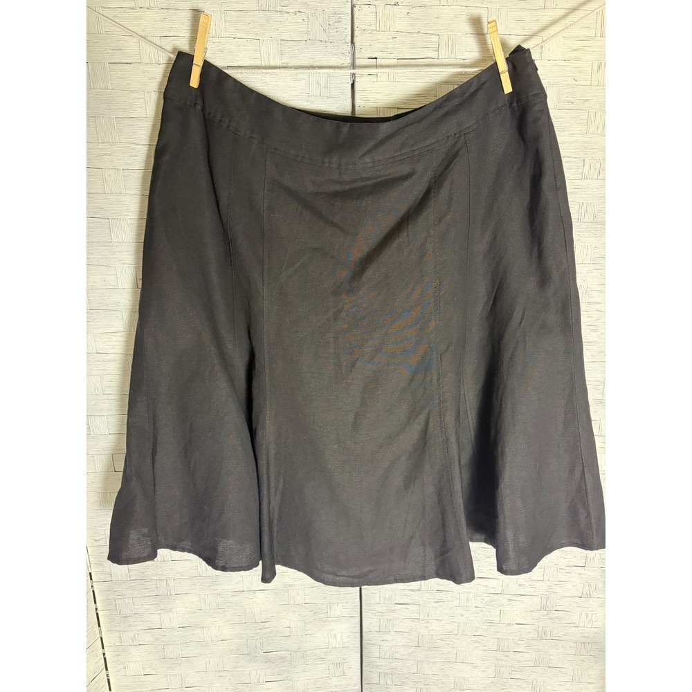 Coldwater Creek Womens Skirt Linen Blend A-Line Lined Side Zip Flare Plus Size